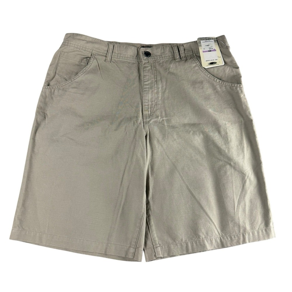 OAKLEY Shorts Mens 38 Khaki Fingerprint 2.8 Loose Fit Y2K Skate Golf 2006 NEW - Picture 2 of 13